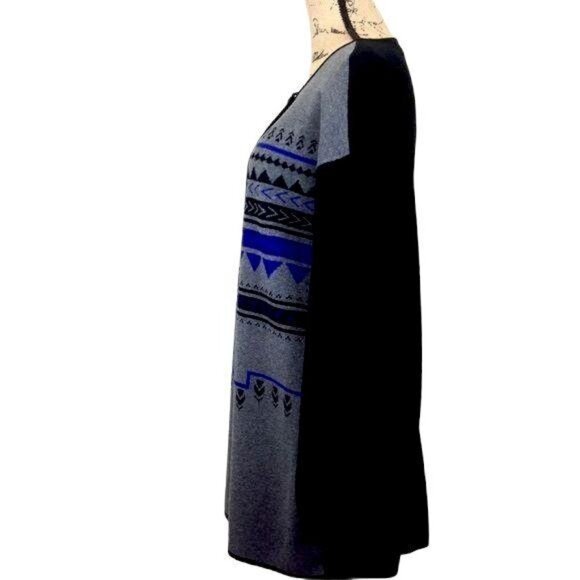 YUKA Paris Southwest Modern Tribal Graphic Longline Cardigan Sweater Size L - Picture 7 of 11